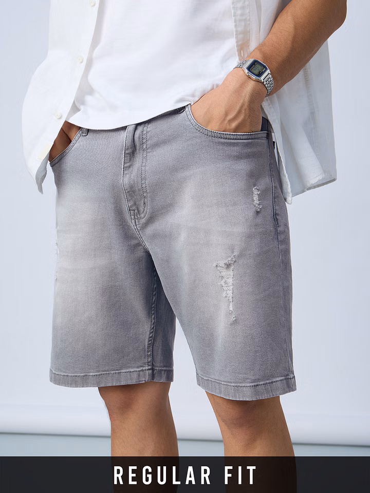 Denim Shorts: Gunmetal
Men Denim Shorts